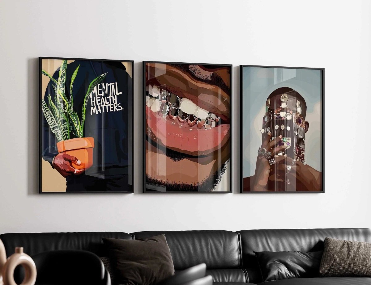 Abstract Black Man Wall Art Set of 12 - Home Decor image 5