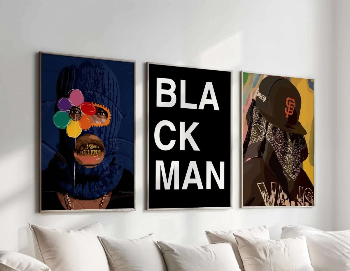 Abstract Black Man Wall Art Set of 12 - Home Decor image 9
