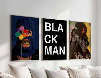 Abstract Black Man Wall Art Set of 12 - Home Decor image 9