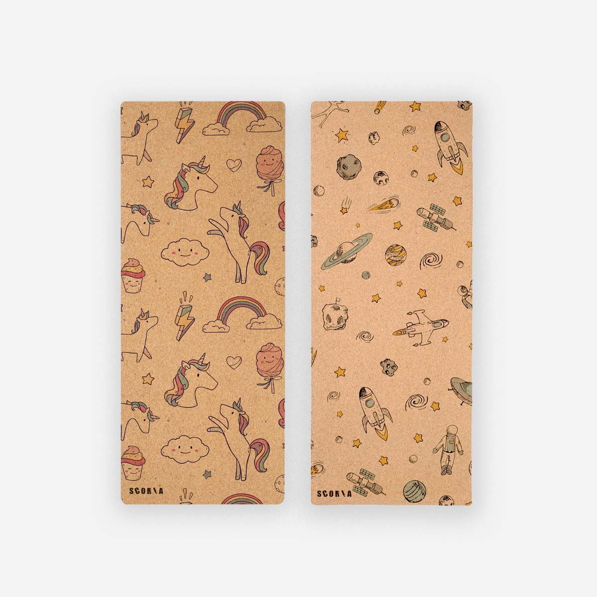 Little Yogi's Pack: Kids Unicorn + Kids Space Cork Mats - Kitchen & Dining image 1