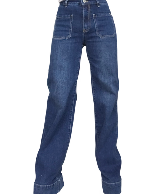 Jeans foncé palazzo, poches appliquées devant - Misc image 1