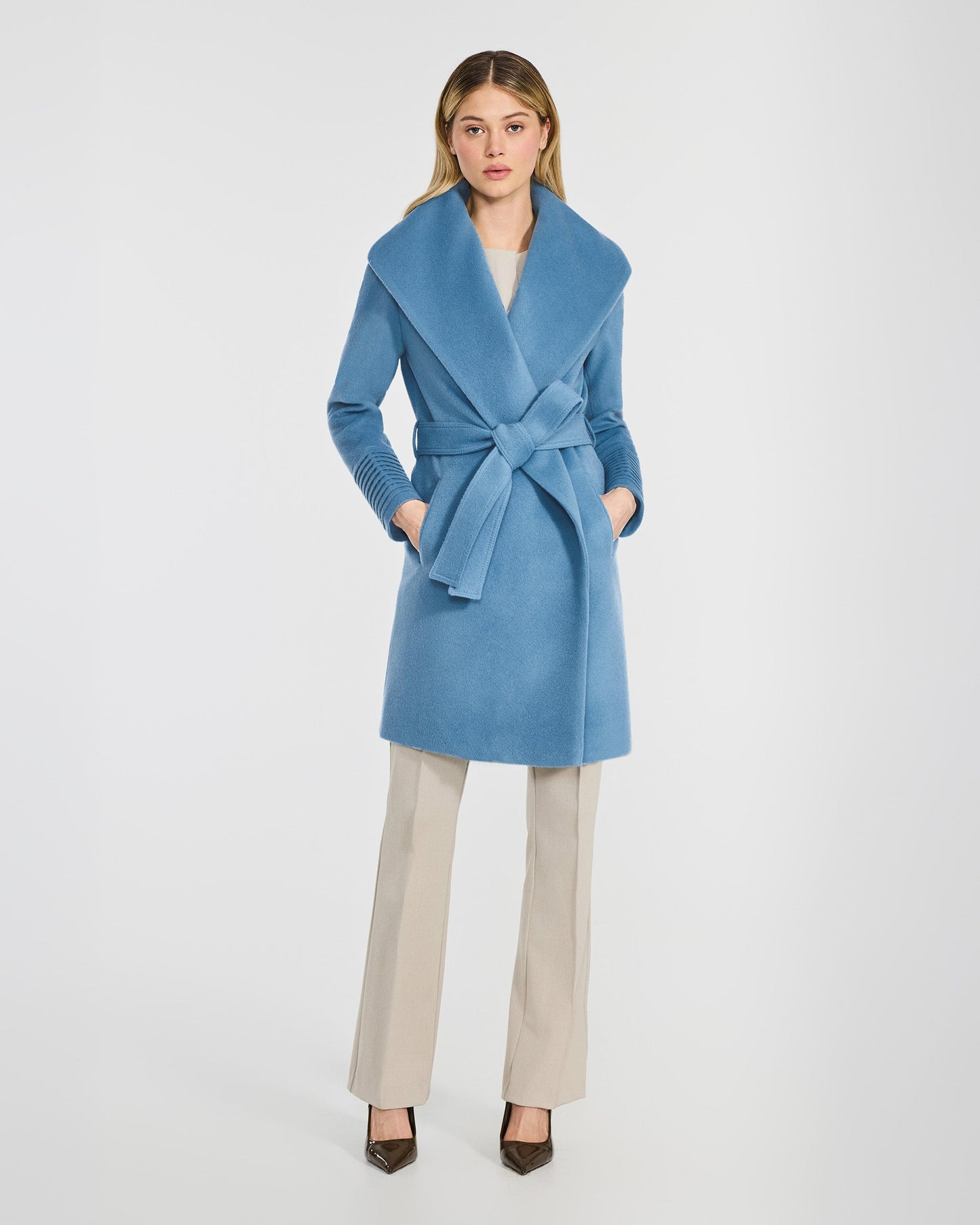 Baby Alpaca Mid Length Shawl Collar Wrap Coat - Misc image 3