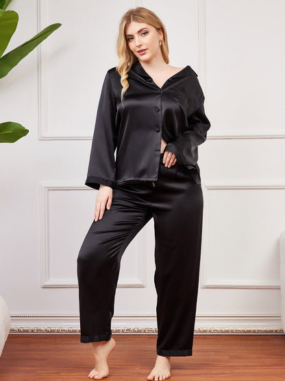 Plus Size Pure Silk Button-Up Women’s Pajamas - Misc image 21