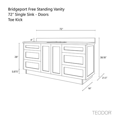 Bridgeport 72" White Oak Bathroom Vanity - All Drawers - Misc image 40