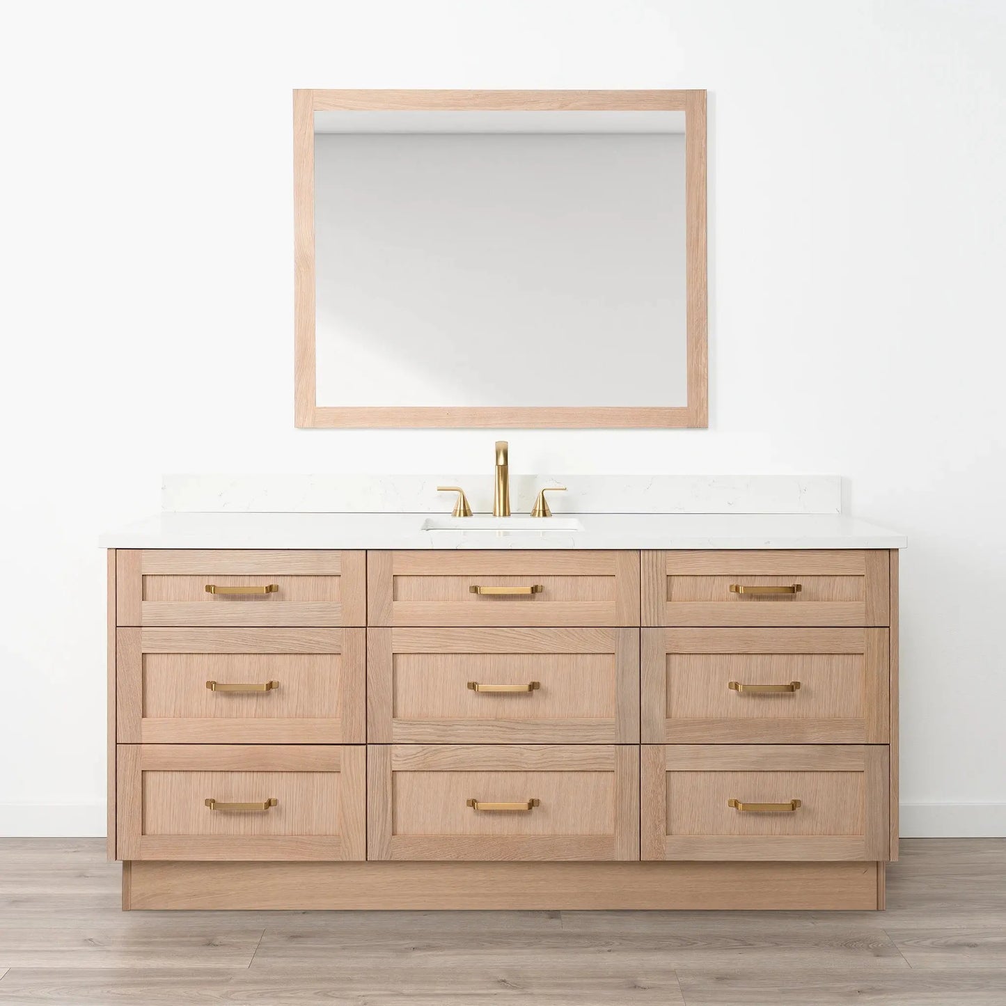 Bridgeport 72" White Oak Bathroom Vanity - All Drawers - Misc image 19