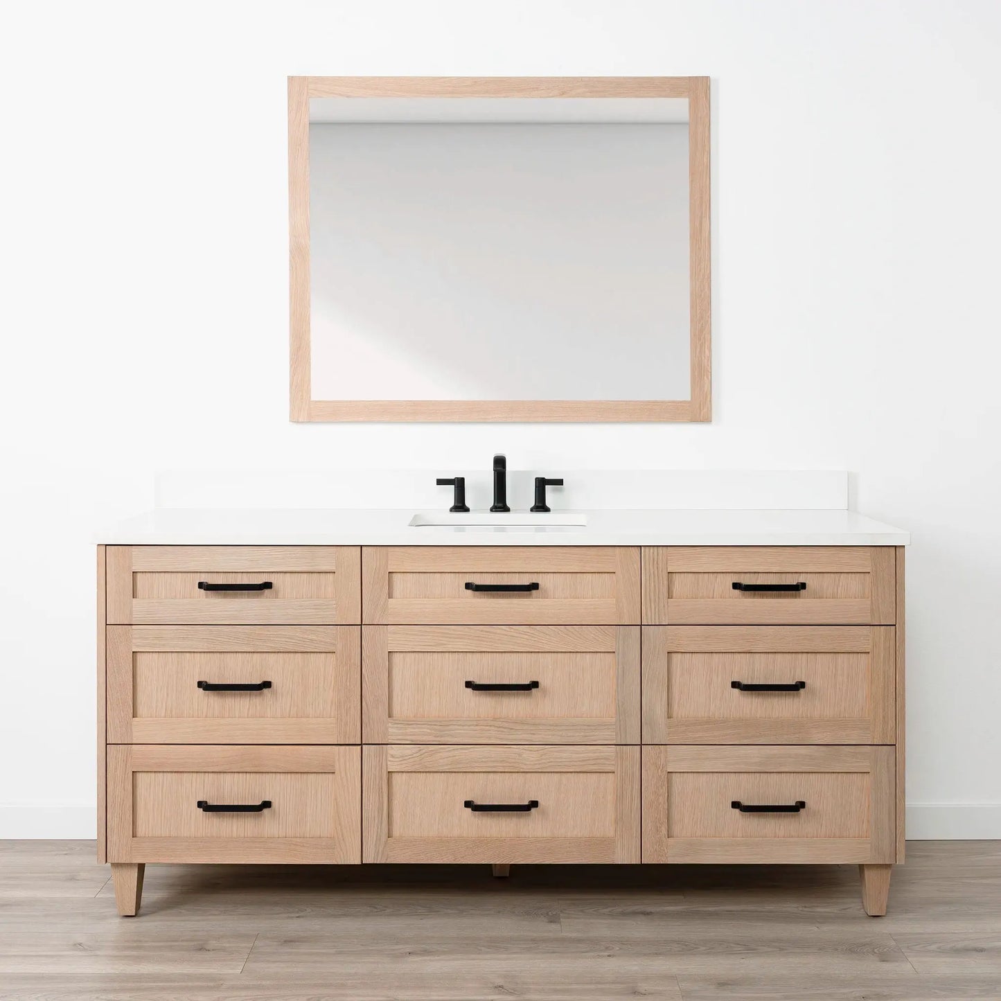 Bridgeport 72" White Oak Bathroom Vanity - All Drawers - Misc image 14