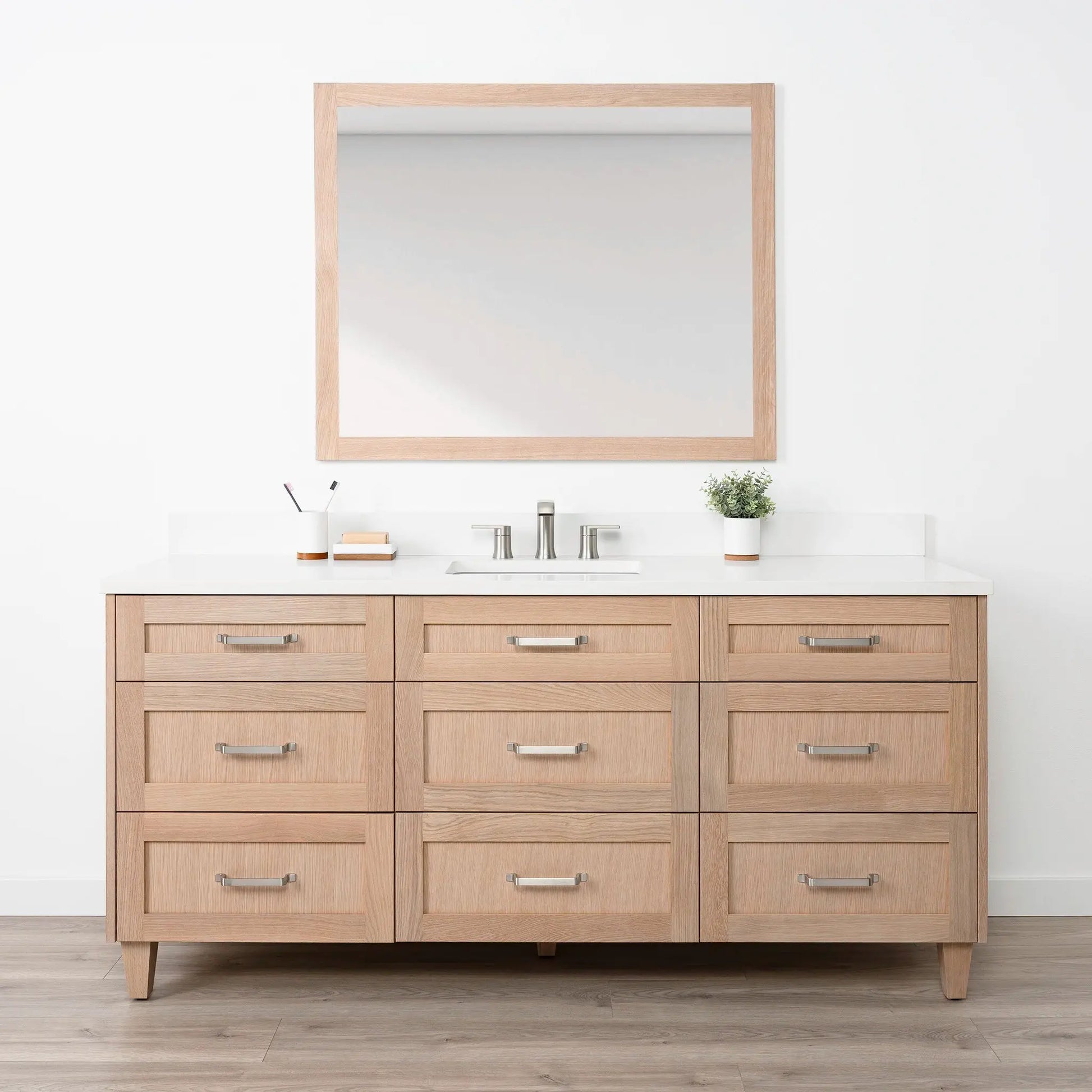 Bridgeport 72" White Oak Bathroom Vanity - All Drawers - Misc image 2