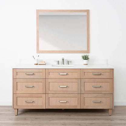 Bridgeport 72" White Oak Bathroom Vanity - All Drawers - Misc image 2