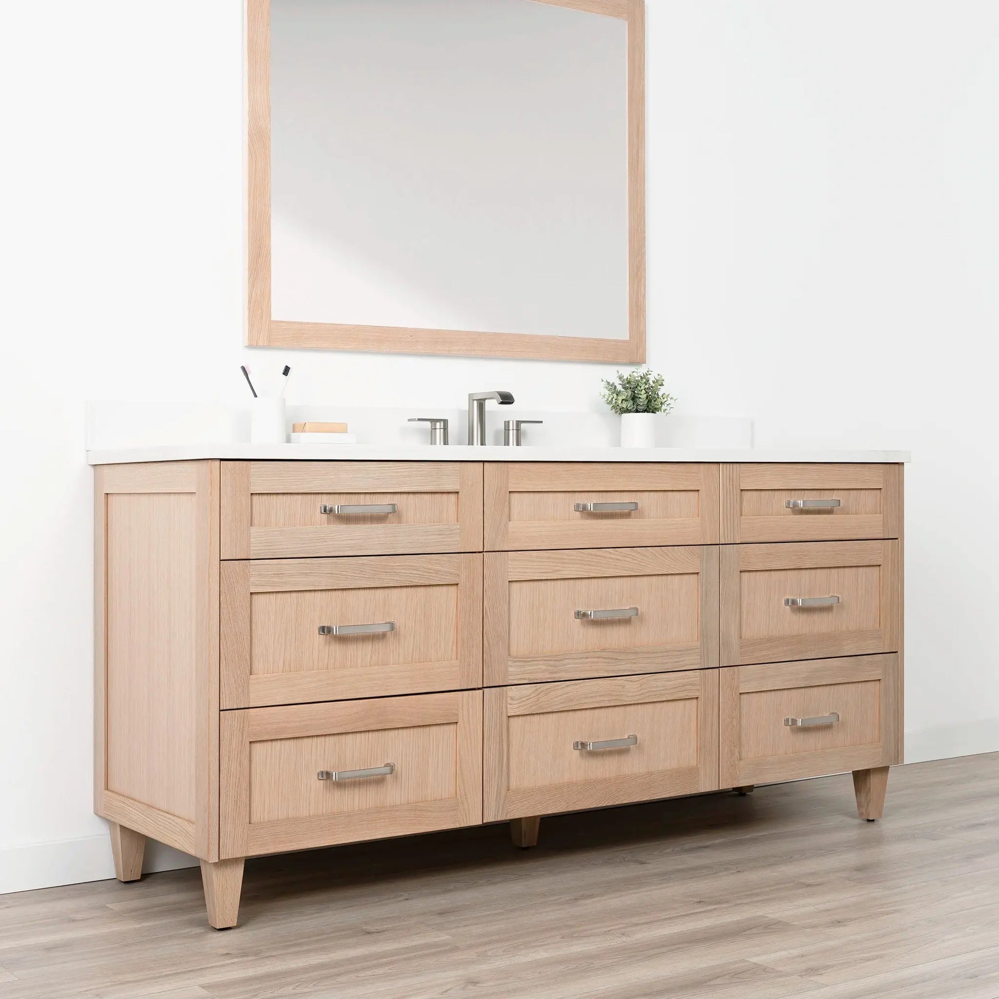 Bridgeport 72" White Oak Bathroom Vanity - All Drawers - Misc image 5