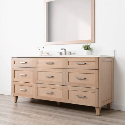 Bridgeport 72" White Oak Bathroom Vanity - All Drawers - Misc image 6