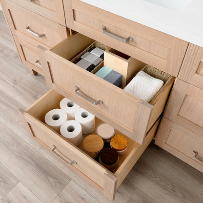 Bridgeport 72" White Oak Bathroom Vanity - All Drawers - Misc image 10