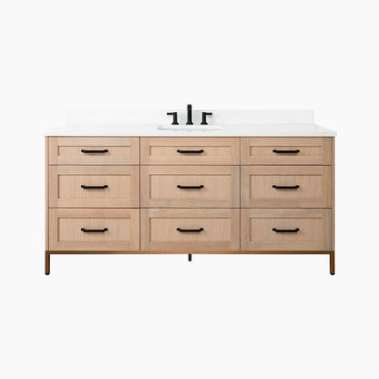 Bridgeport 72" White Oak Bathroom Vanity - All Drawers - Misc image 32