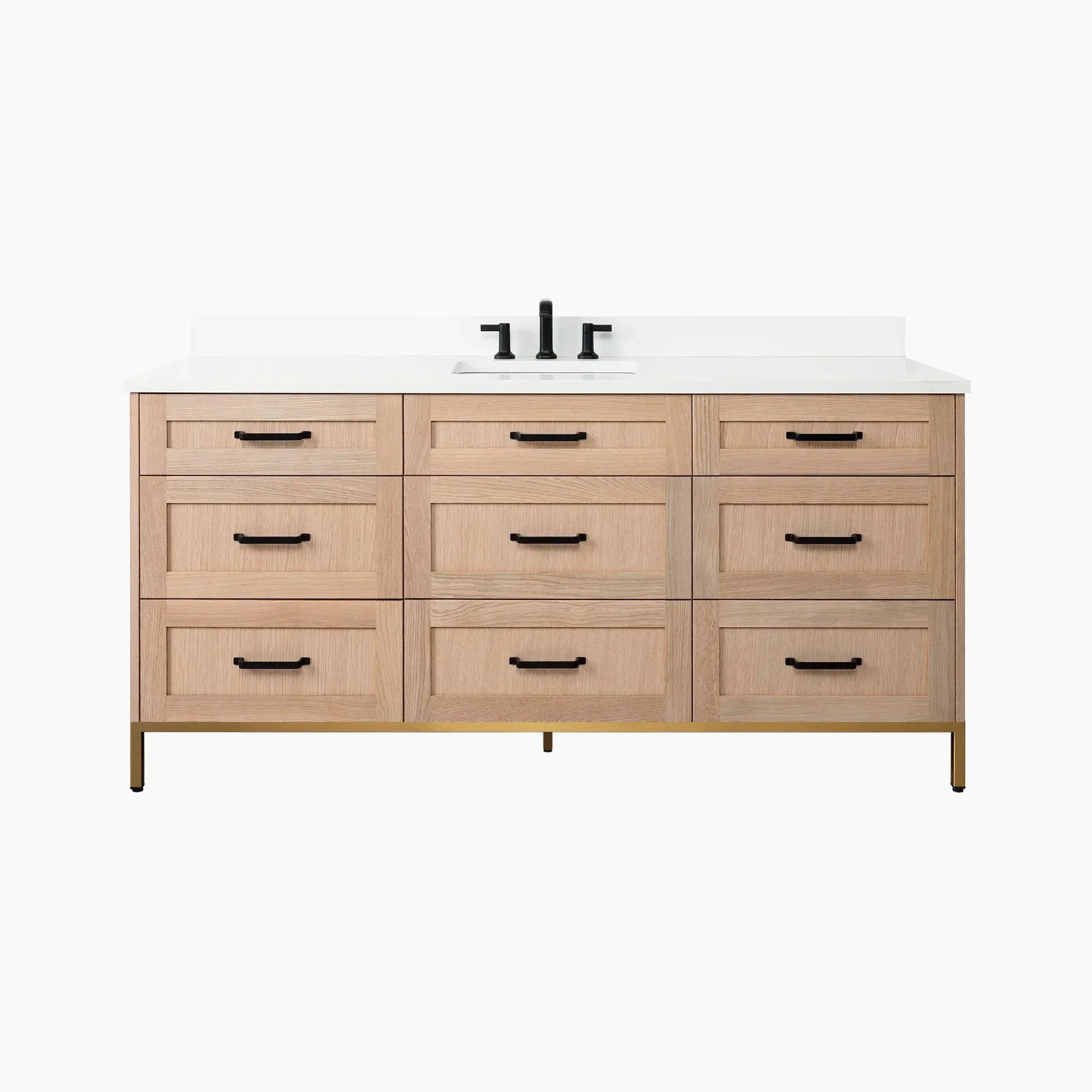 Bridgeport 72" White Oak Bathroom Vanity - All Drawers - Misc image 29