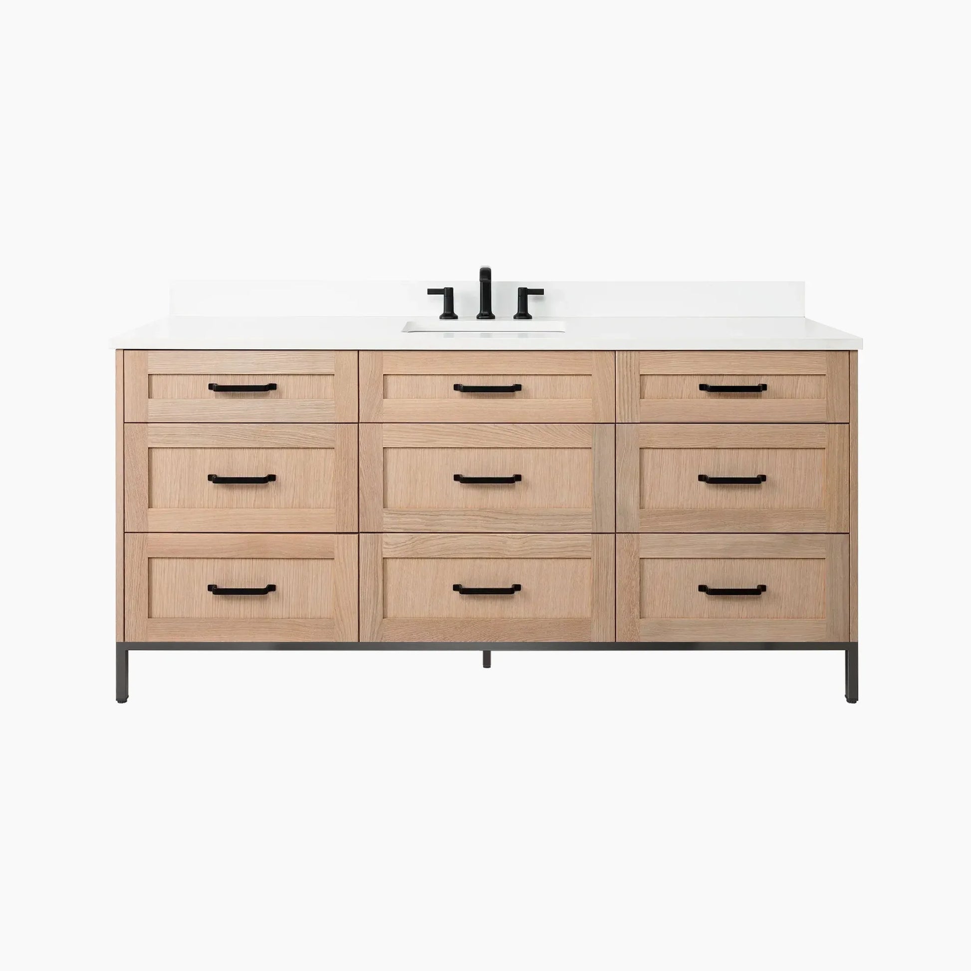 Bridgeport 72" White Oak Bathroom Vanity - All Drawers - Misc image 23