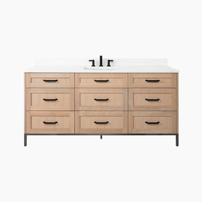 Bridgeport 72" White Oak Bathroom Vanity - All Drawers - Misc image 23
