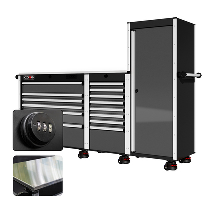 88 Series - 13 Drawers with Tall Locker - Silver Handles - Foot Casters - Misc image 12