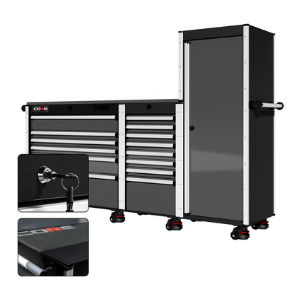 88 Series - 13 Drawers with Tall Locker - Silver Handles - Foot Casters - Misc image 14