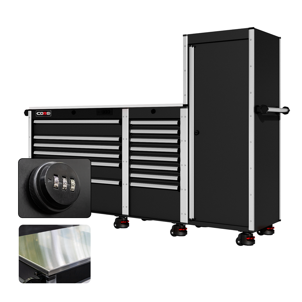 88 Series - 13 Drawers with Tall Locker - Silver Handles - Foot Casters - Misc image 5