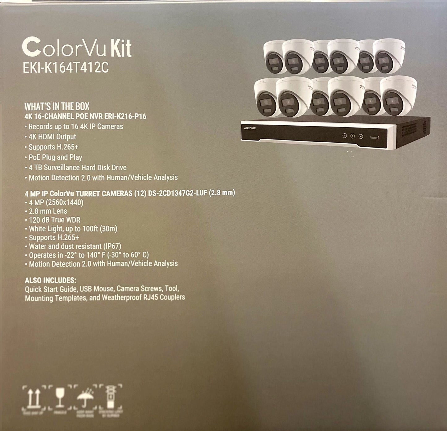 Hikvision EKI-K164T412C 16-Channel 8MP NVR with 4TB HDD & 12 ColorVu 4MP Night Vision Turret Cameras Kit - Kitchen & Dining image 5