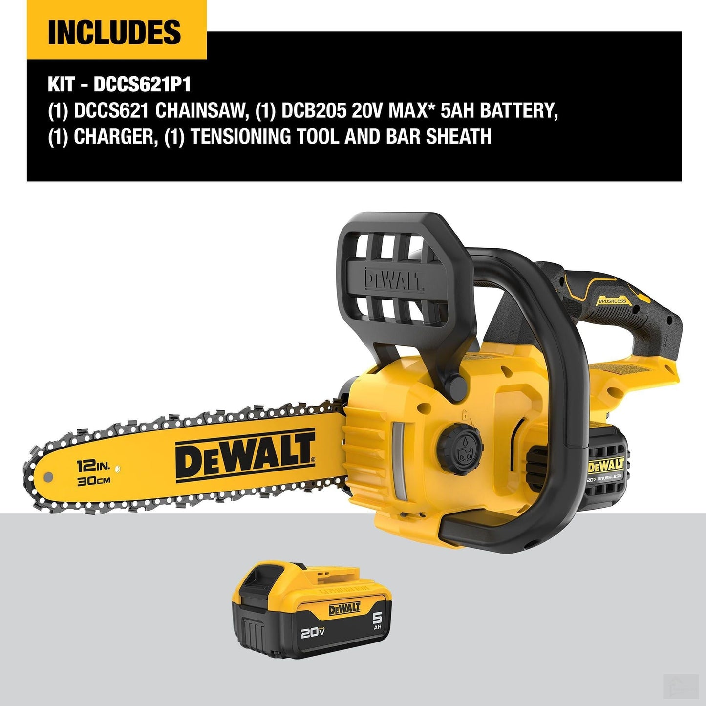 Dewalt 20V MAX Compact 12 In. Cordless Chainsaw Kit (DCCS620P1) - Jewelry image 2