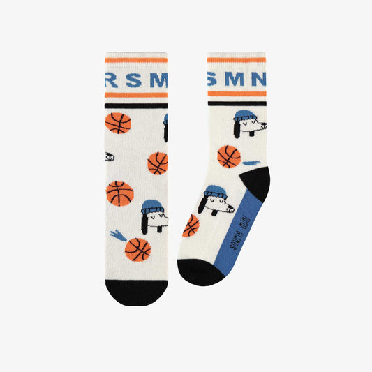 Chaussettes crème à motifs de chiens et de ballons, enfant - Misc image 1