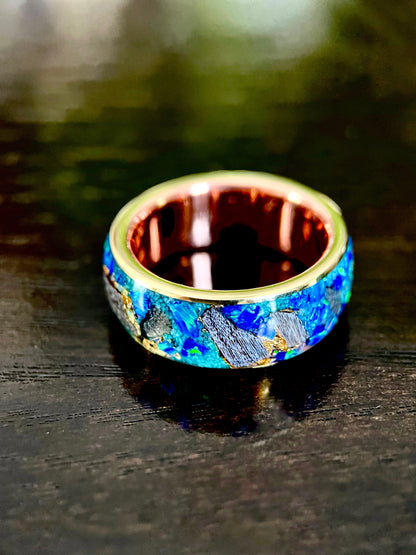 The Glaucus: Meteorite, Opal, and Dino Bone Ring - Jewelry image 3