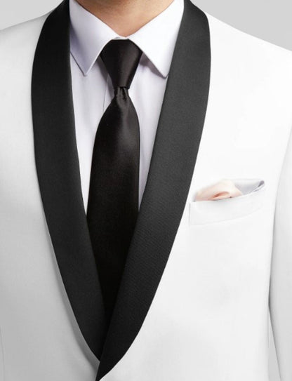 Ivory White Tuxedo With Black Shawl Lapel - Apparel image 2