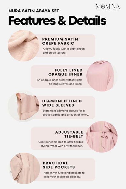 Nura Satin Abaya Set - Sandstone - Misc image 12