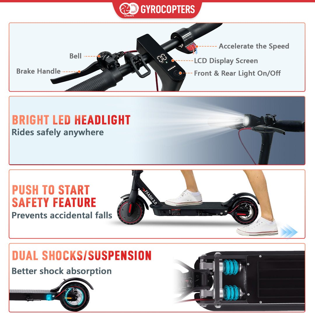 Gyrocopters Flash 3.0 Portable Electric Scooter I Range Up to 30km l Speed Up to 25 kms I 350 W Motor - Kitchen & Dining image 6