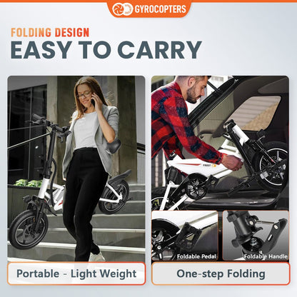 Gyrocopters Frost Electric Bike for Adults & Teens | UL2849 Safe Folding Ebike | 350W Brushless Motor | 14inch Tire Compact Bike | Speed upto 25 km/h (15.5 m/h) | 36V Battery | Long Range PAS up to 60 km (37 miles) | GPS tracker - Apparel image 7