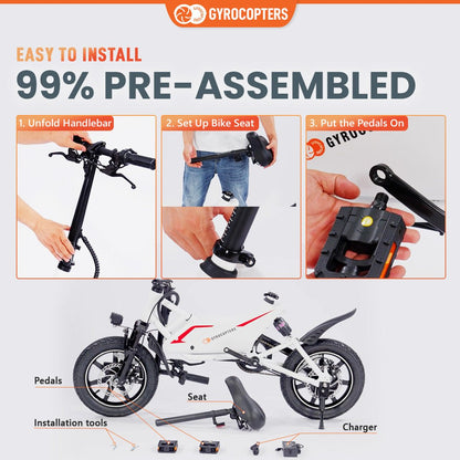 Gyrocopters Frost Electric Bike for Adults & Teens | UL2849 Safe Folding Ebike | 350W Brushless Motor | 14inch Tire Compact Bike | Speed upto 25 km/h (15.5 m/h) | 36V Battery | Long Range PAS up to 60 km (37 miles) | GPS tracker - Apparel image 9