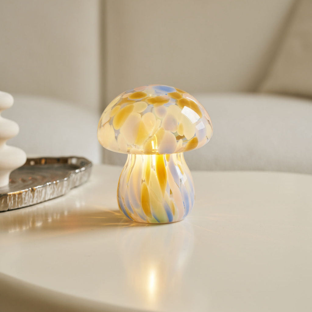 Portable Chubby Close Top Glass Mushroom Lamp, Kaleidoscope - Kitchen & Dining image 1