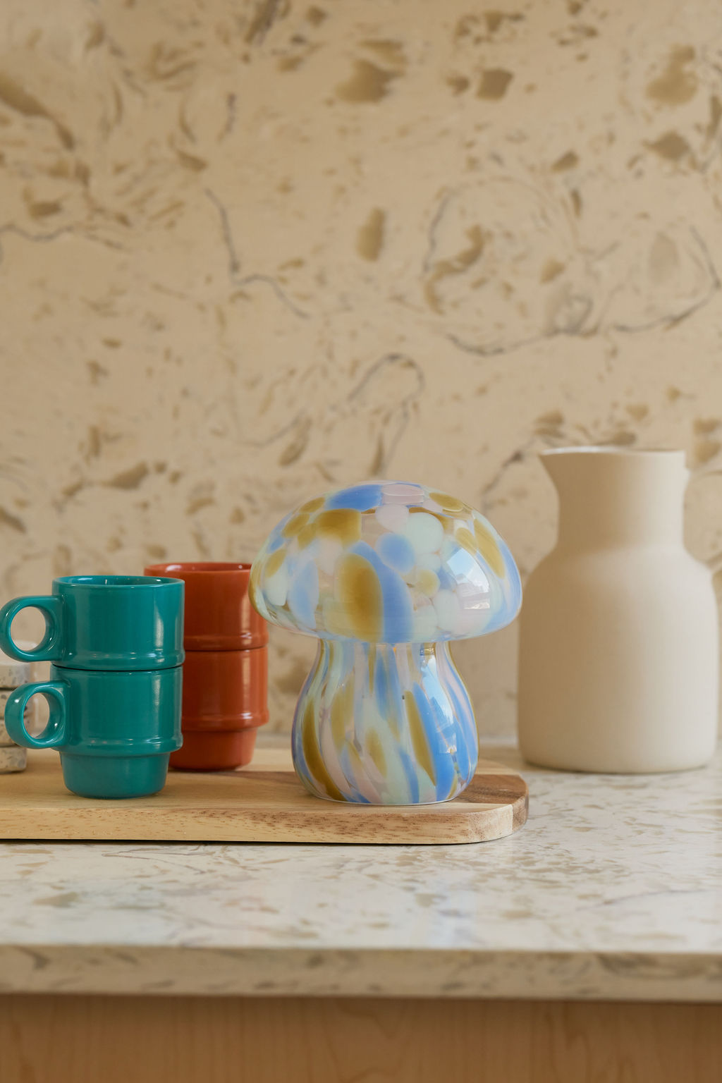 Portable Chubby Close Top Glass Mushroom Lamp, Kaleidoscope - Kitchen & Dining image 2