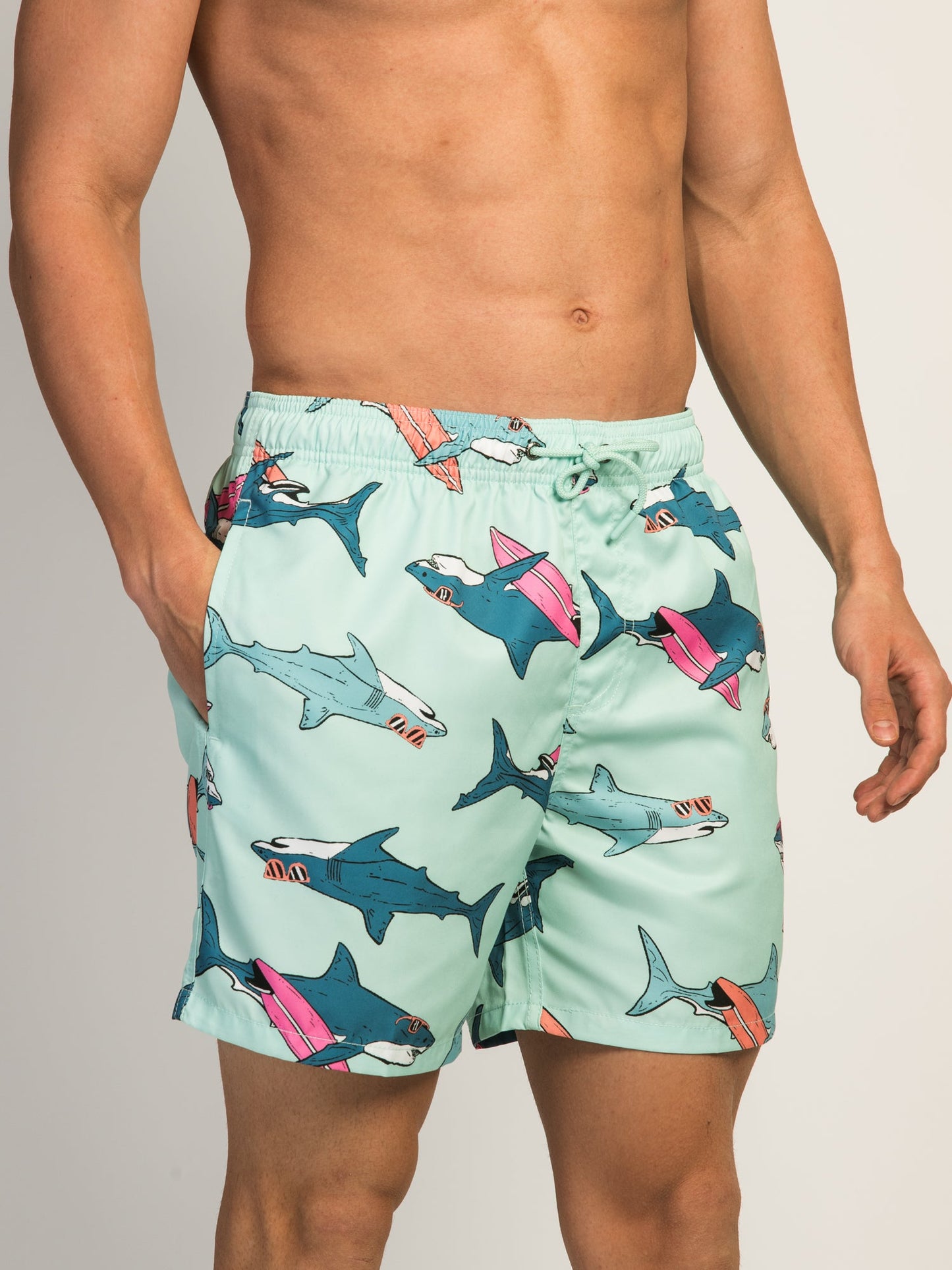 ISLAND HAZE SURFING SHARK 5IN VOLLEY SHORT - AQUA - Misc image 4