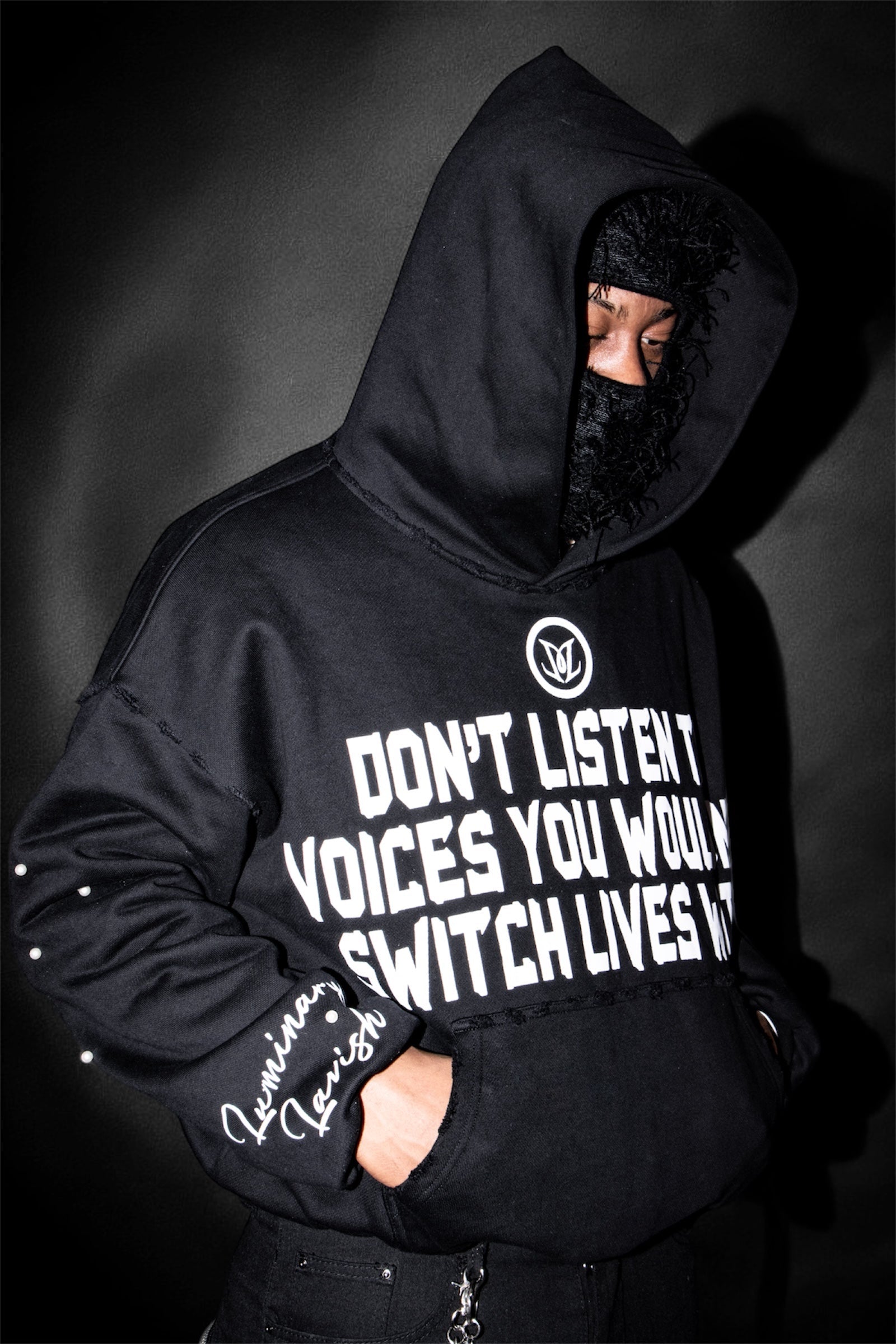 BLACK "SILENT VOICES" HOODIE - Apparel image 3
