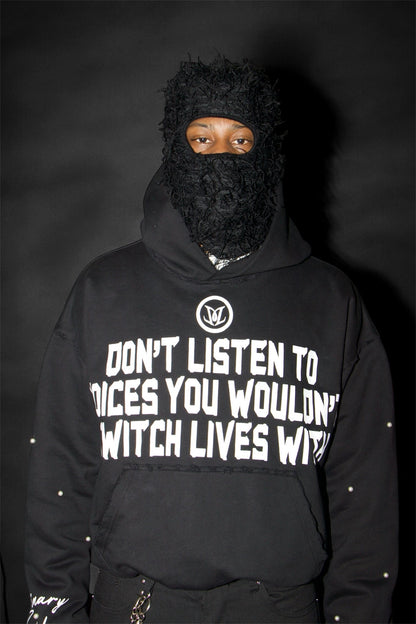 BLACK "SILENT VOICES" HOODIE - Apparel image 4