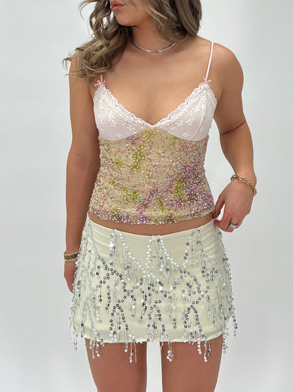 Mint Sequin Mini Skirt - Jewelry image 1