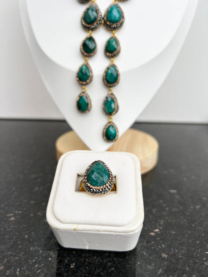 Turkish Emerald Majesty Jewelry Set with Semi-Precious Gems - Jewelry image 2