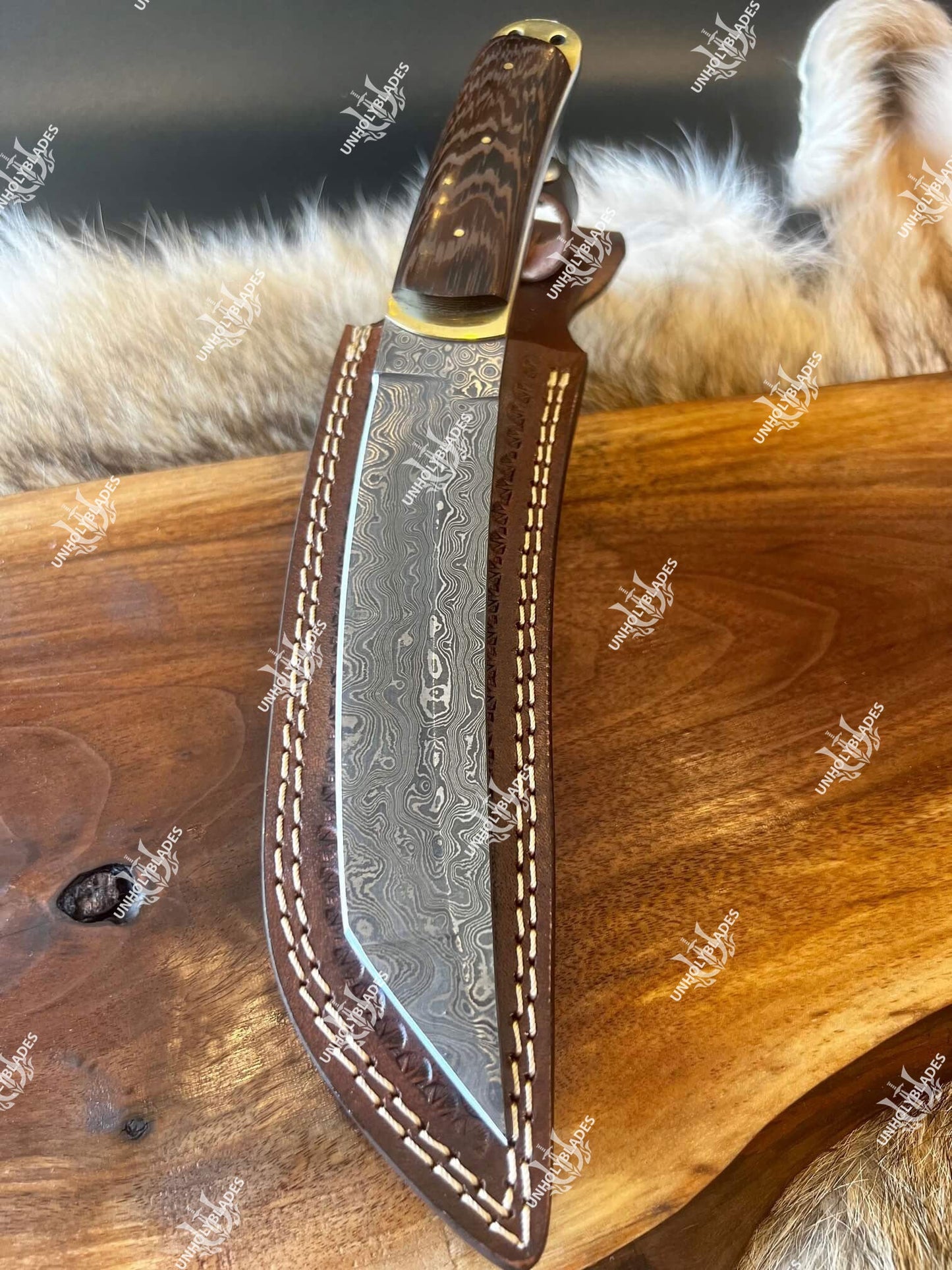 Damascus Steel Tanto Knife With Raindrop Pattern - Apparel image 4