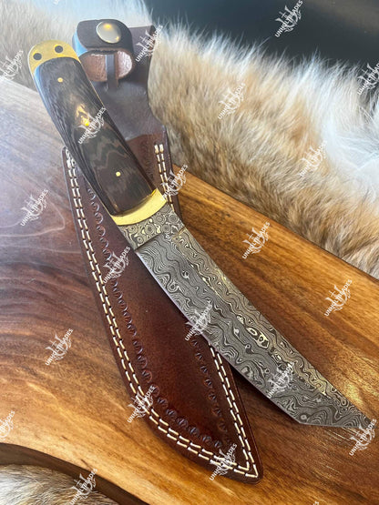 Damascus Steel Tanto Knife With Raindrop Pattern - Apparel image 5