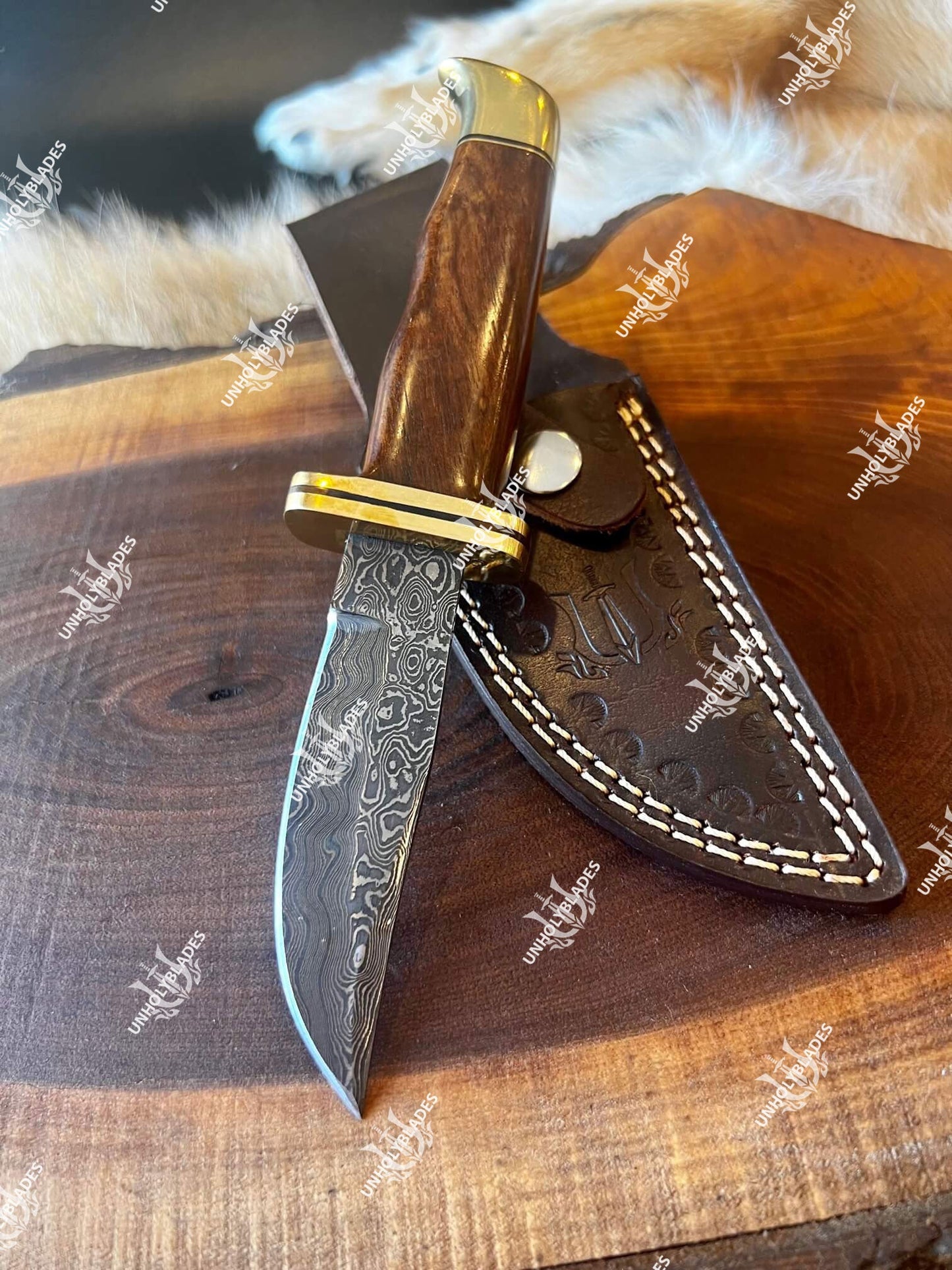 8 inch Hunting Knife With Rosewood - Apparel image 2