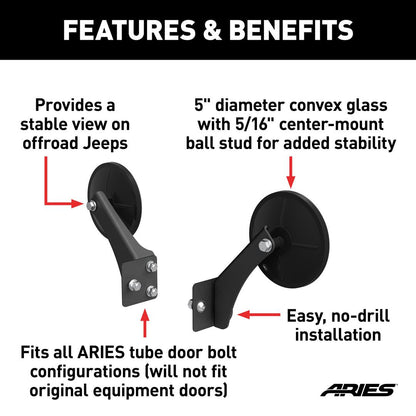 Aries - Trail Door Mirrors - JK/JL - Apparel image 3