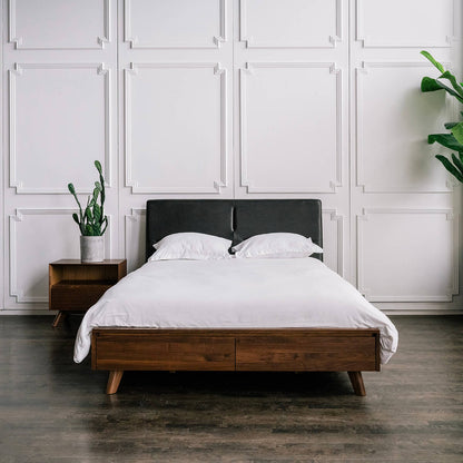 Salvatore - Leather Walnut Storage Bed - Furniture image 3
