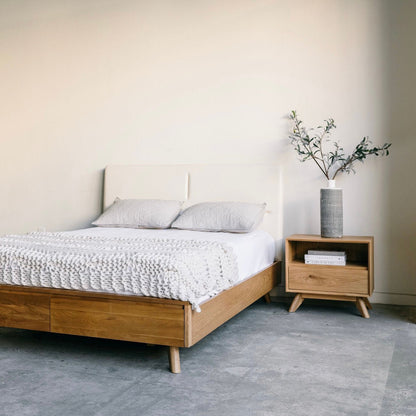 Mattia - Leather White Oak Bed - Furniture image 13