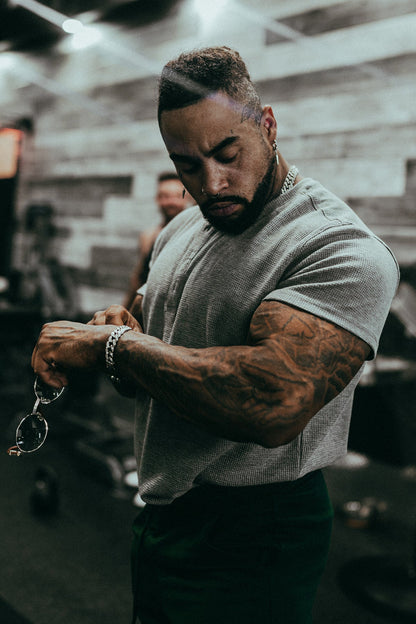 Waffle Henley T-Shirt - Light Gray - Misc image 3