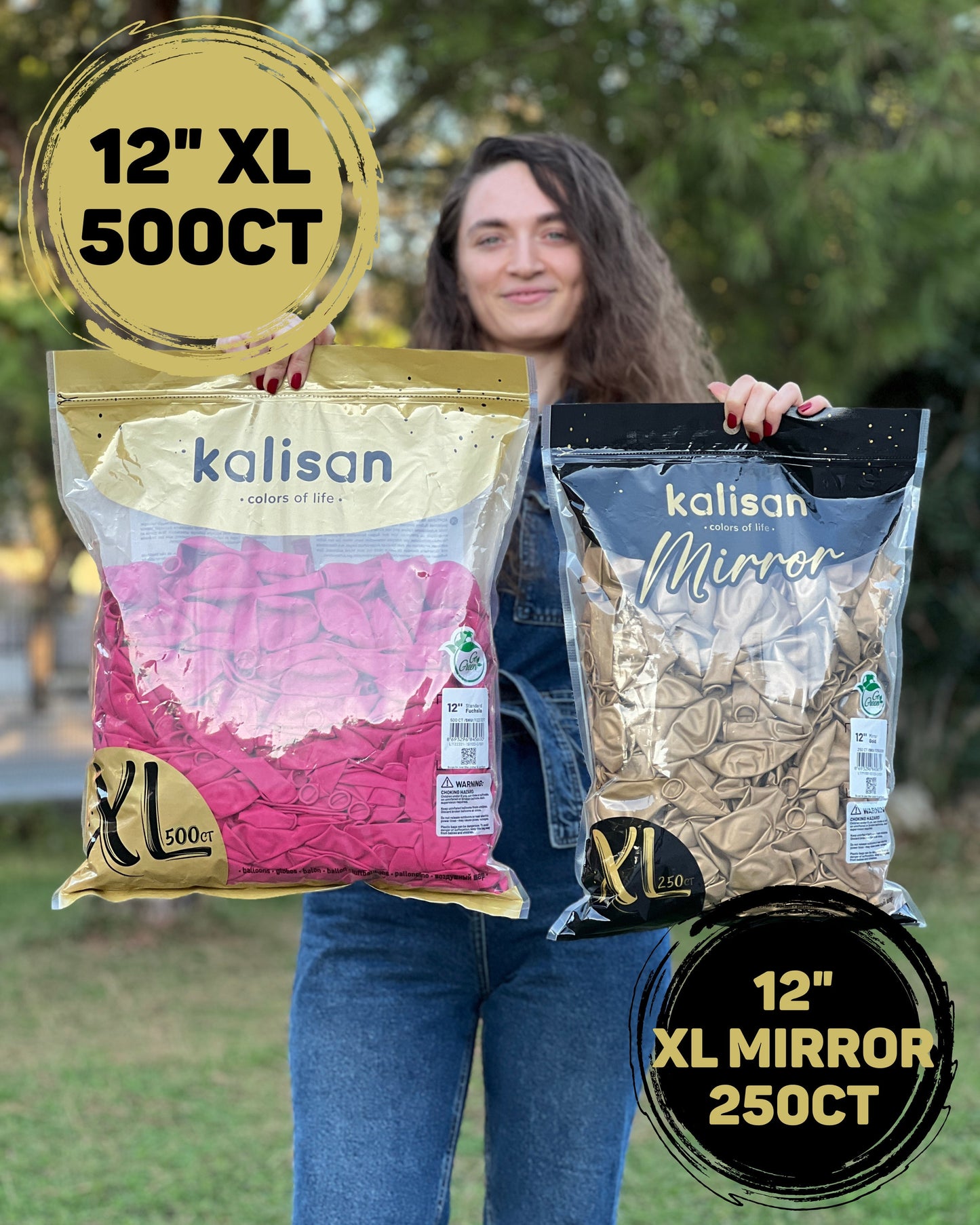 12" Kalisan Latex Balloons Mirror Gold - XL SuperSize Bag Count (250 Per Bag) - Misc image 3