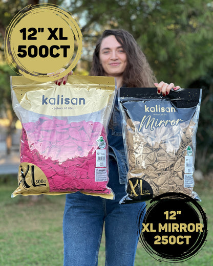 12" Kalisan Latex Balloons Mirror Gold - XL SuperSize Bag Count (250 Per Bag) - Misc image 3