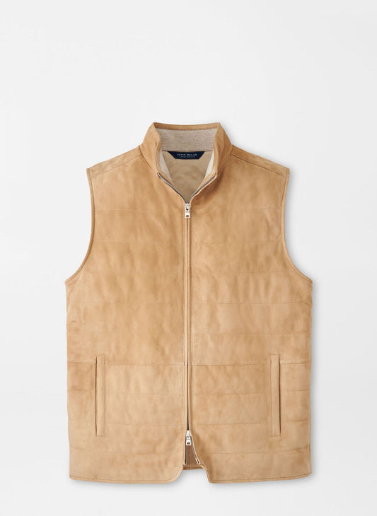 Peter Millar Mens Tailored Fit Featherweight Suede Vest - Sand - Misc image 1