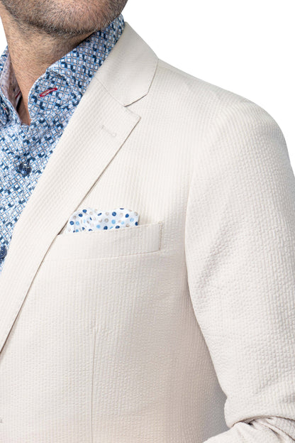 Meridian Beige Seersucker Stretch Suit - Misc image 3