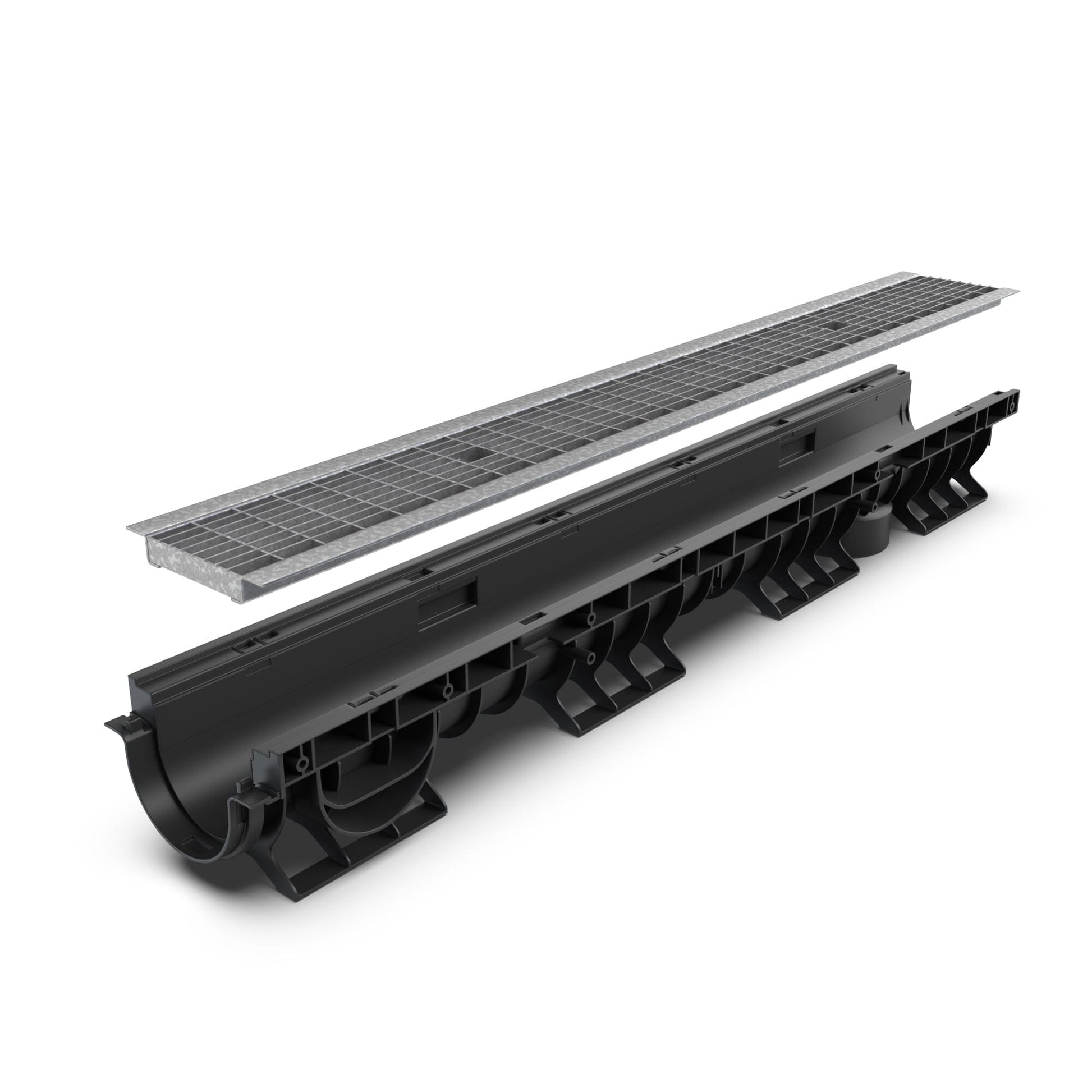 4" Plastic trench drain (BASE 100P), galvanized grate ADA, B class - Accessories image 1
